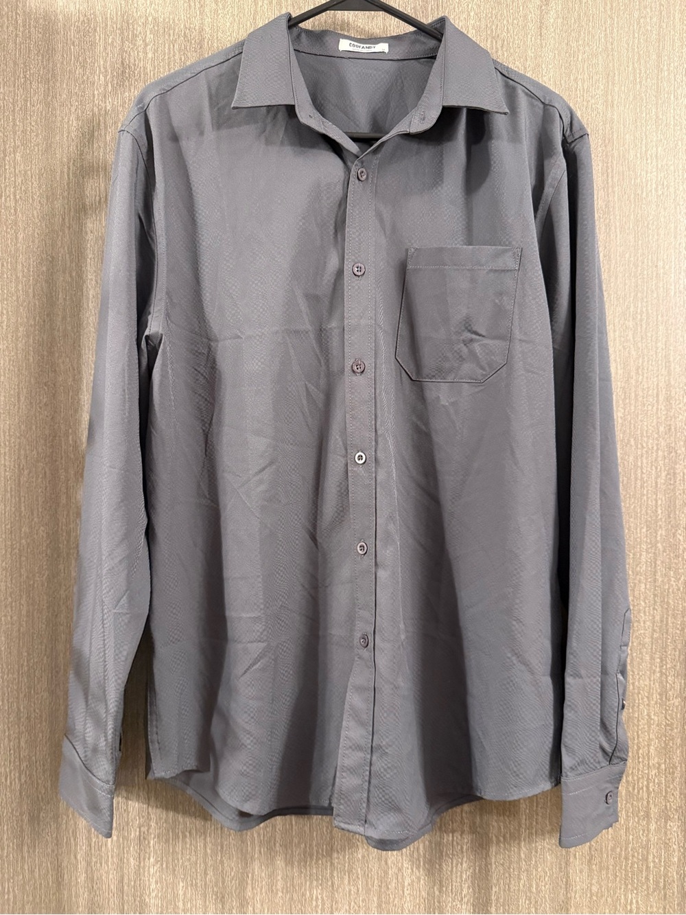 Men's Long Sleeve Dress Shirt in Gray with Chest Pocket